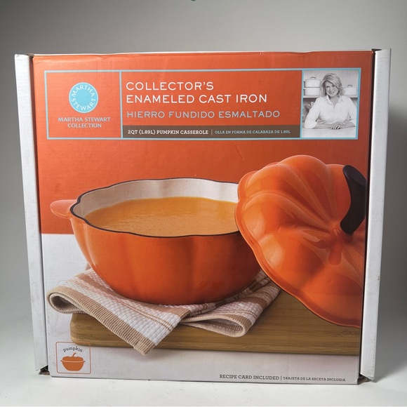 Martha Stewart Collection Enameled Cast Iron 2-Qt. Pumpkin Casserole Dish - Picture 2 of 3